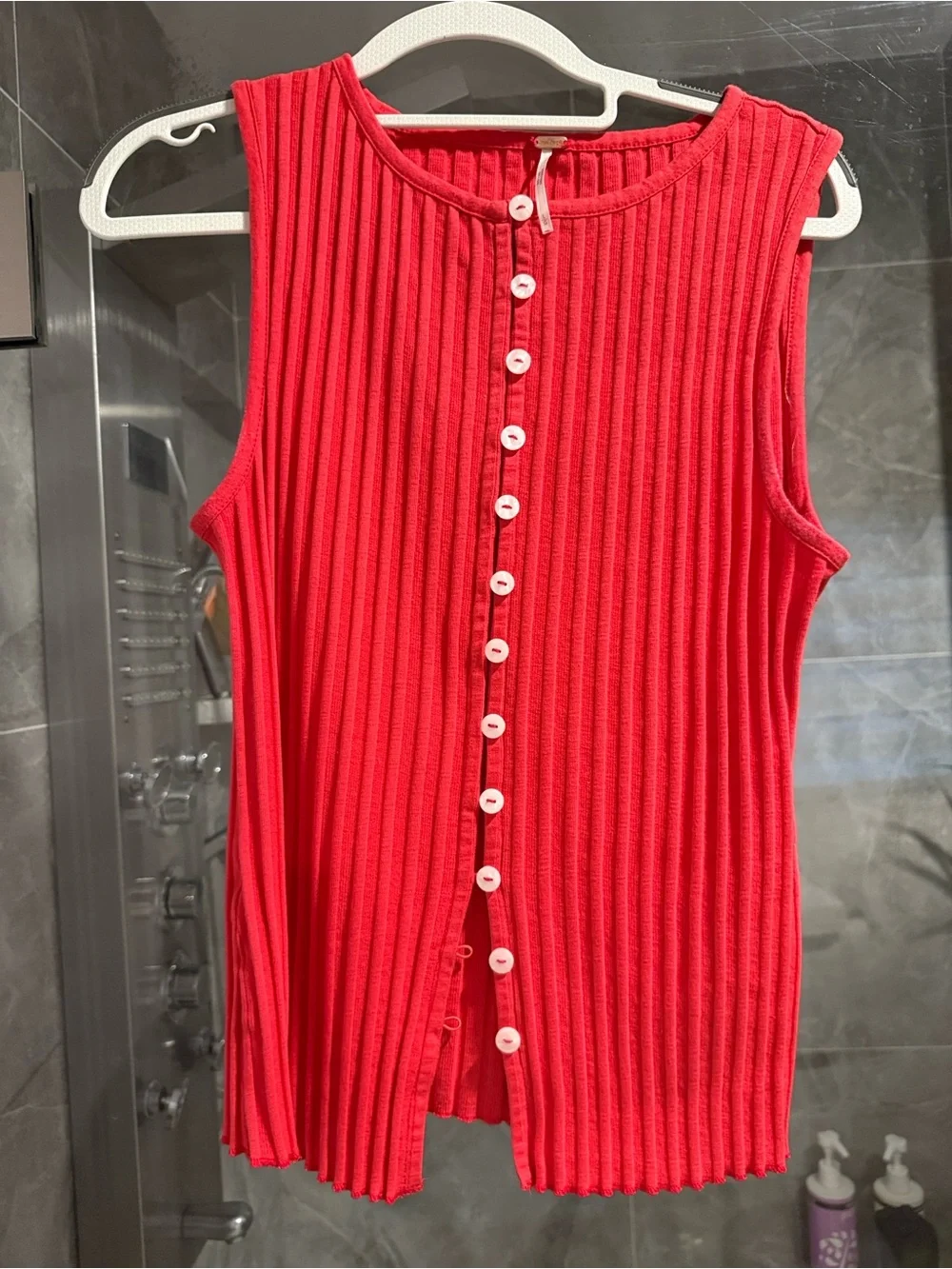 Free People Tilly Vest in Tomato Puree Color Size L
